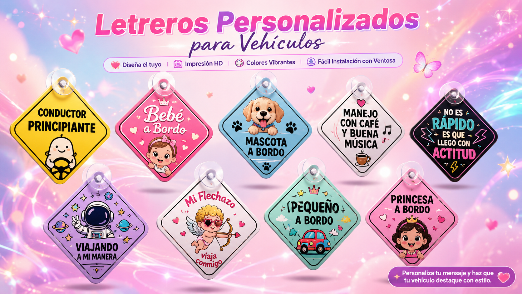 Letrero ventosa para carro personalizado